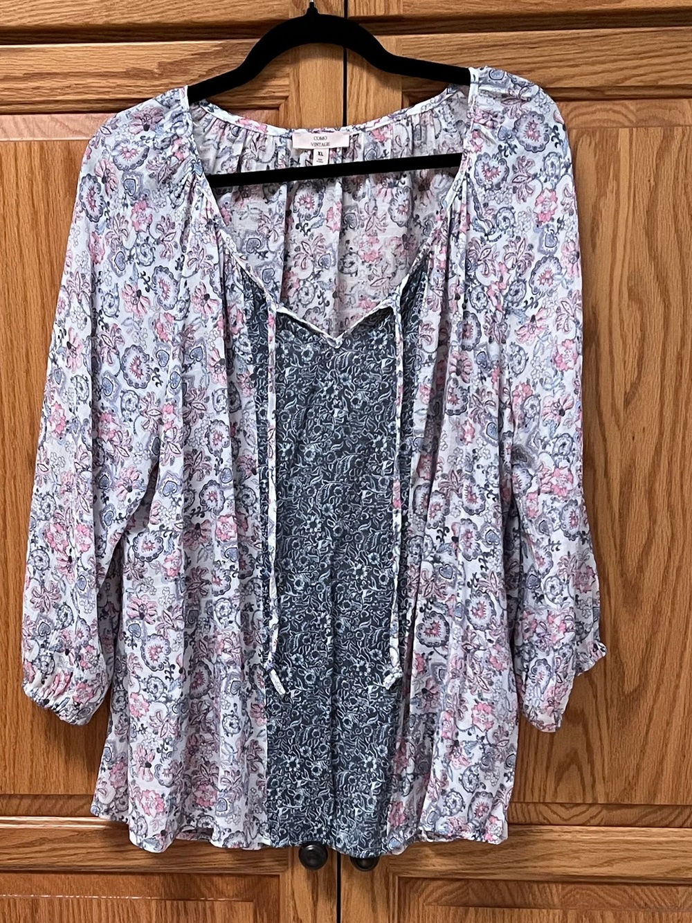 Como Vintage Floral Tunic Top in Pink & Blue, GUC, Size XL